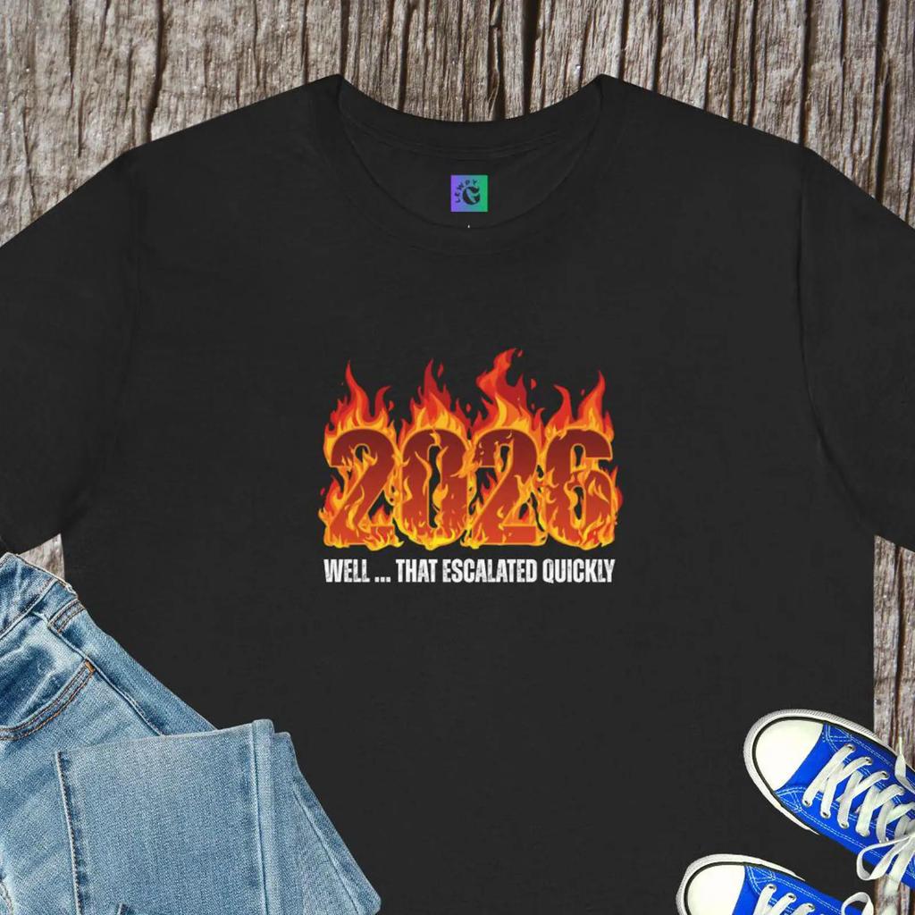 Flames Amp 39 Well That Escalated Quickly T Shirt Year Fire Vintage Washed Graphic Streetwear