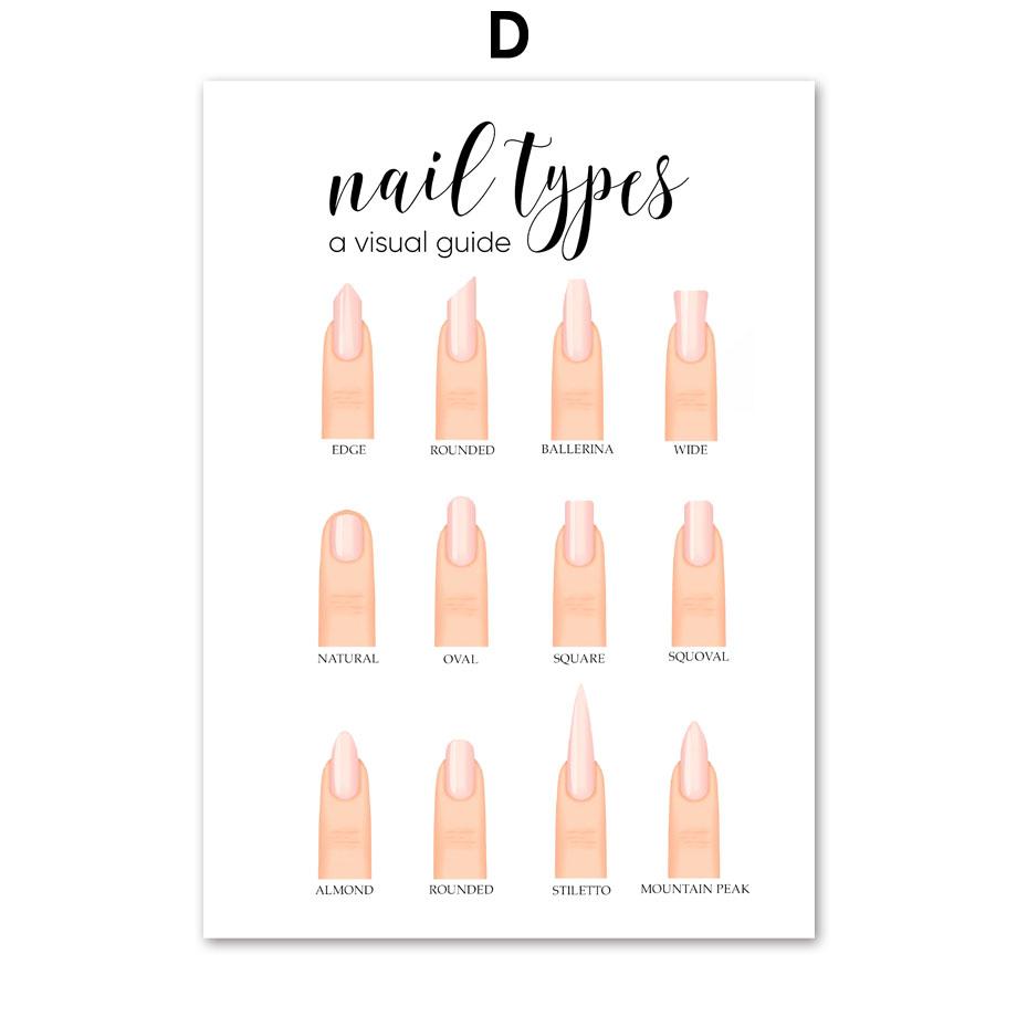 Fashion Makeup Polish Nail Types Illustration Nordic Print Posters Canvas Painting Wall Art Pictures For Bedroom Store Decor