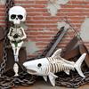 Skeleton Figurines Resin Skeleton and Shark Statue Halloween Ornament Gothic Desktop Statue for Table Nightstands Bookshelves