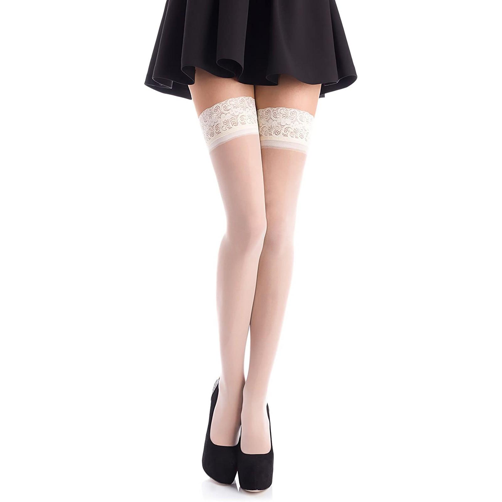 

(Курица Кунг Пао)Чулки выше колена, нескользящее прозрачное нижнее белье Babydoll с высоким бедром, сексуальное женское белье One Size белый