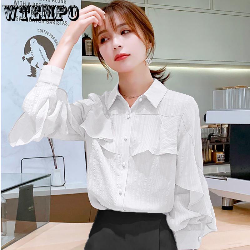 Spring and Autumn Women's Shirt Chiffon Shirt Fashion Long Sleeve Shirt Korean Loose Western Blouse Women's Shirt