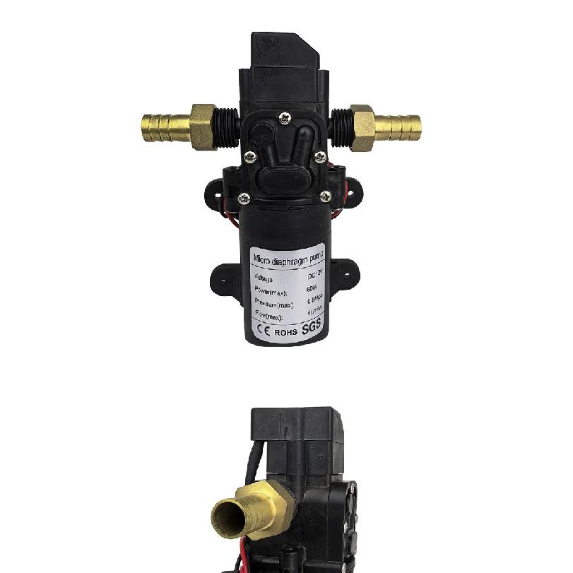 High Pressure Diaphragm Pump Mini Electric Self-priming Pump Water Washing Machine Pesticide Spraying,DC12V 120PSI 60W 5L/Min