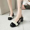 French bag head sandals medium heel single shoes 2025 summer and autumn new fairy style with skirt thick heel Mary Jane single shoes