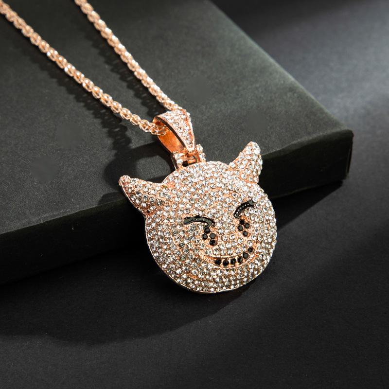 Hot Selling Little Devil Expression Pendant with Zircon Hip Hop Necklace Accessories