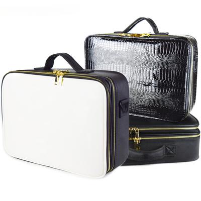 Nuovo beauty case in pelle PU con scomparto grande capacità, custodia per cosmetici da viaggio