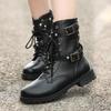 Damskie wysokie buty Gotyckie buty Botki Damskie skórzane buty wojskowe Klamra Buty damskie