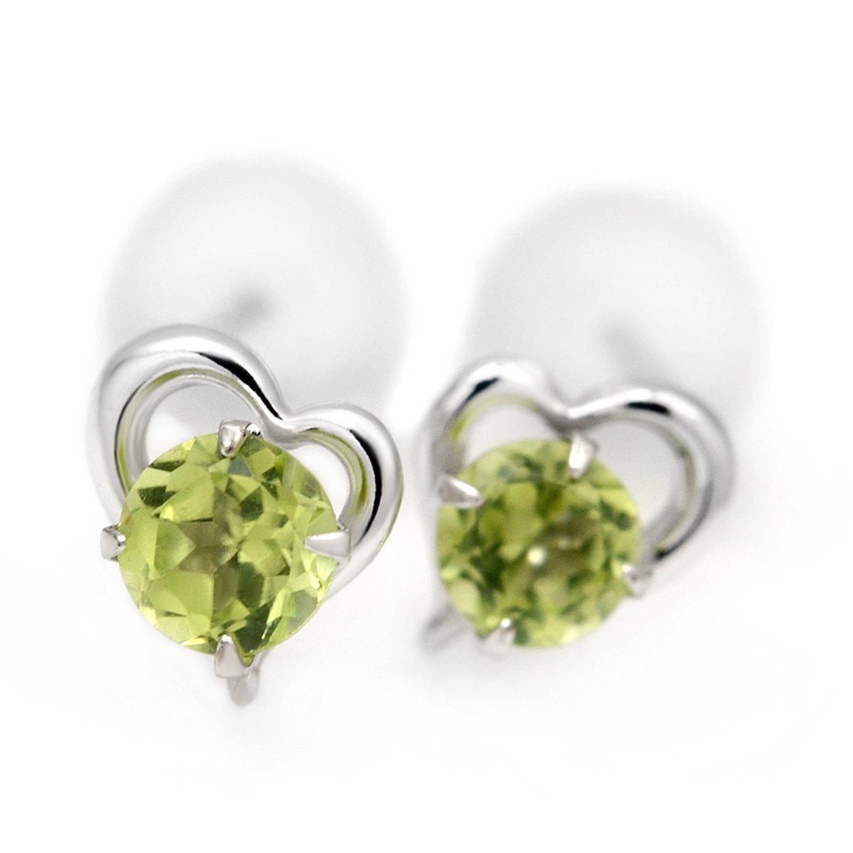 

10K White Gold Open Heart Stud Earrings (Pair) with August Birthstone Peridot