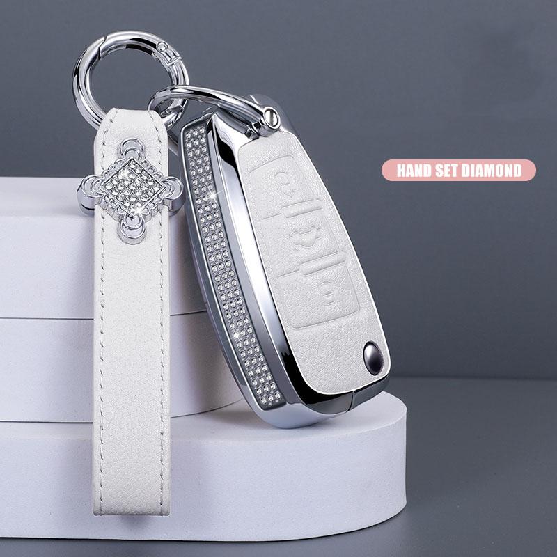 Diamonds Leather Remote Car Key Cover Case Shell for A1 Q3 Q2L Q7 A3 A6L 2008-2011 Auto Key Protector Interior Accessories