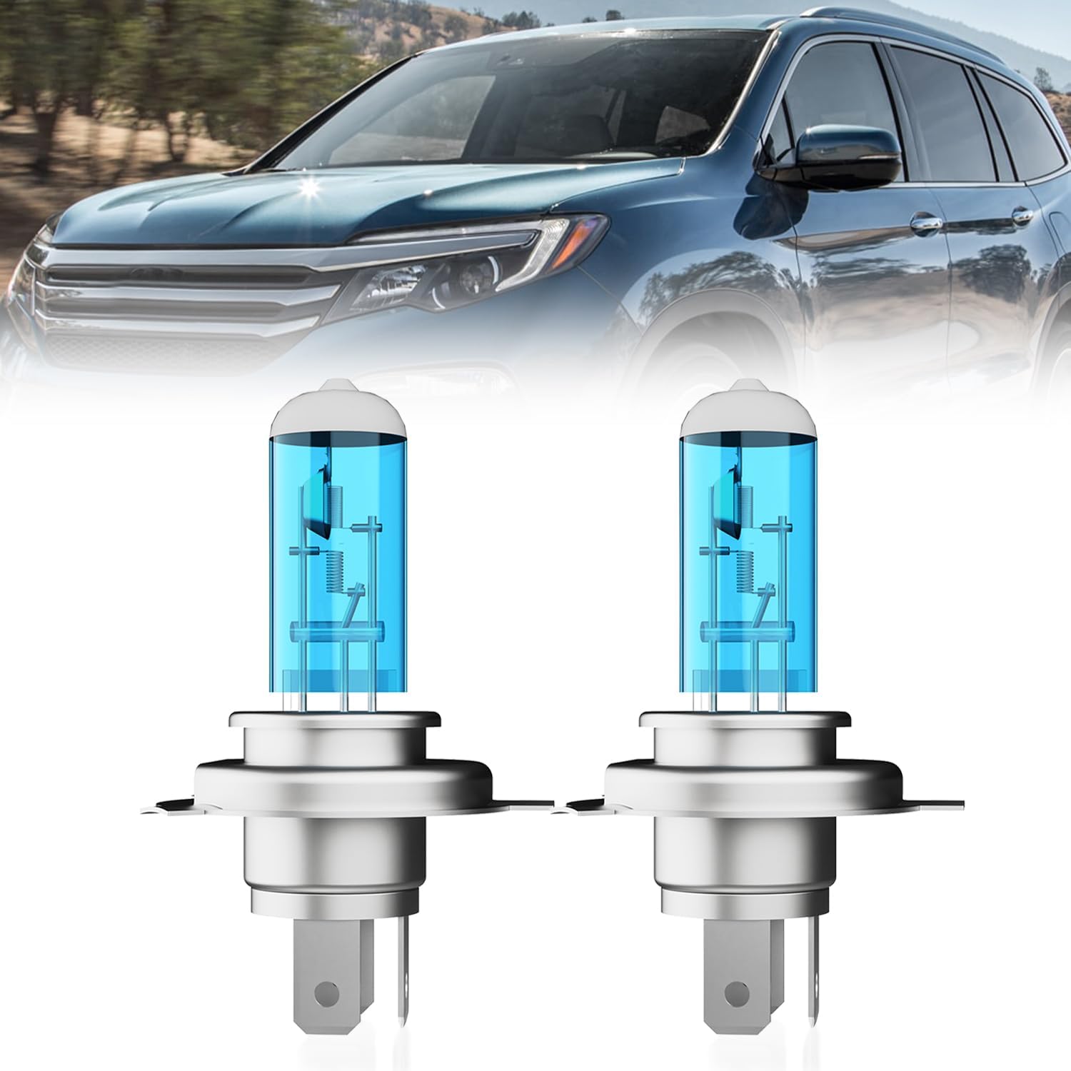 

Headlight Bulbs Compatible With Honda Pilot 2003-2005, 9003 High Low Beam Headlights Halogen Light Bulb, Super Bright 6000K White, Plug and Play, Compatible With Honda Pil