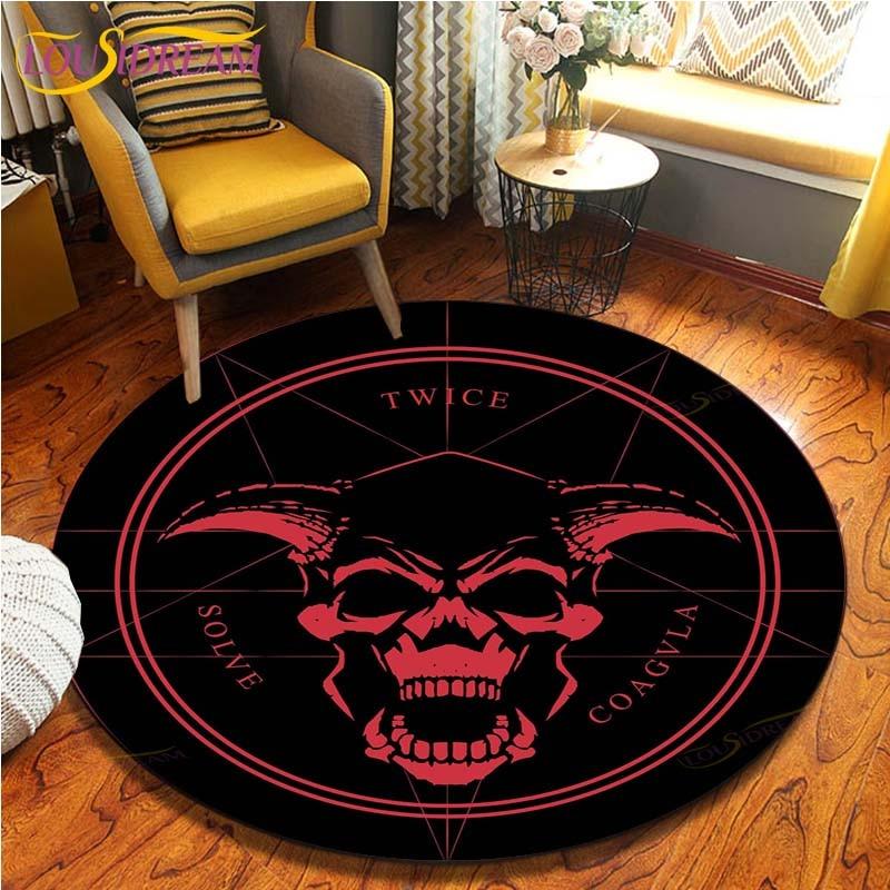 Satan Skull 3D Print Waterproof and Non-slip Circle Cute Floor Rug Round Area Rugs Living Room Children Chair Tent Carpets