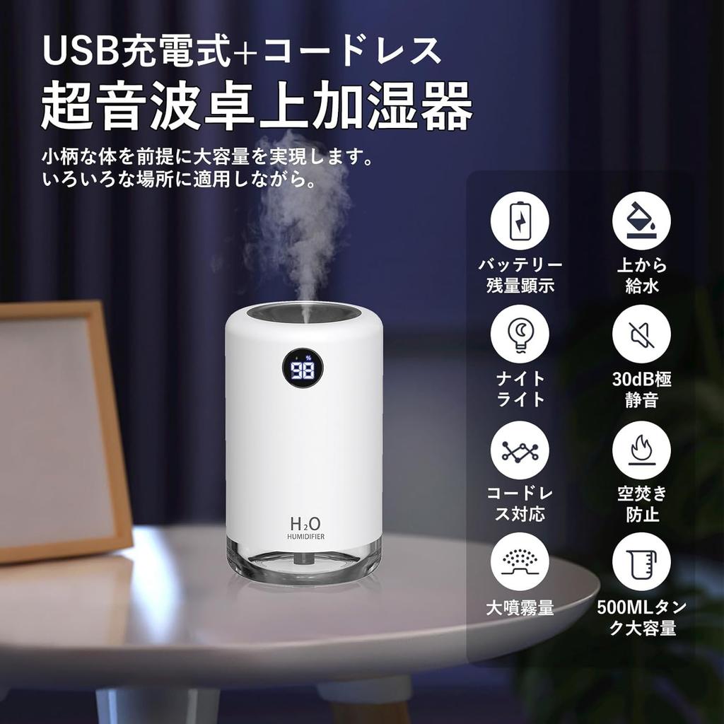 Compact Desktop Humidifier for Winter Digital Battery Level This Desktop Humidifier Is and Features a 2000mAh Perfect for Combating Dry Hay and Car