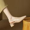 Fashion NEW Spring/Summer Women Sandals Split Leather Shoes for Women Square Toe Chunky Heel Shoes Concise Cover Toe Slingback Sandals