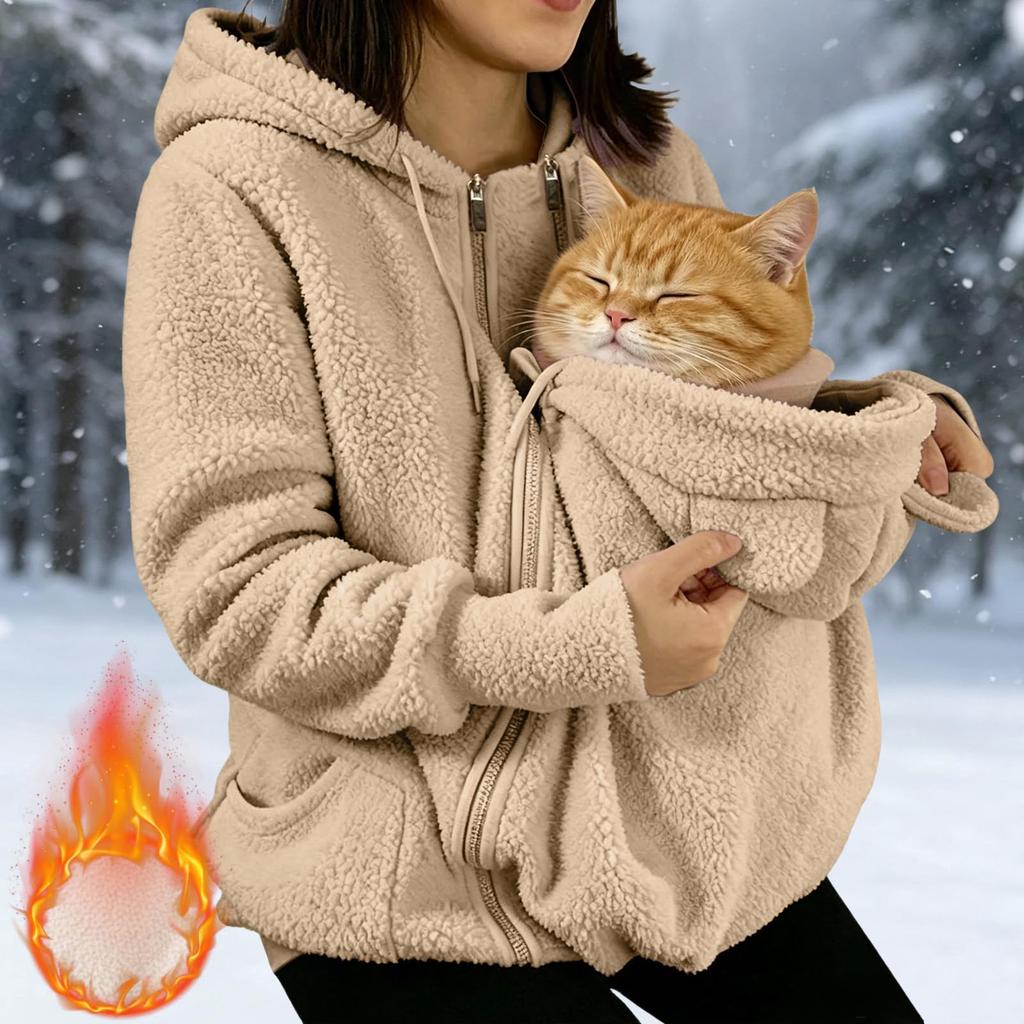 Moletom com Bolso para Animal de Estimação Feminino com Bolsa Frontal para Cães Pequenos e Gatos, Moletom Casual
