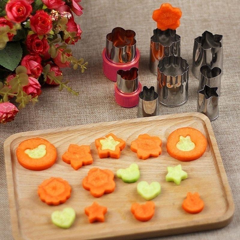 8 Stück/Set Edelstahl Puzzle Obst Gemüseschneider Küchenwerkzeuge Form Blume Form Keks Fondant Gebäckform Zubehör