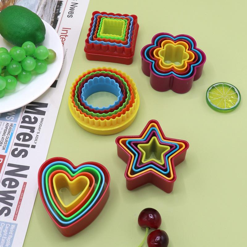 Love Five-pointed Star Round Square Fruit Slicer Cookie Mold Baking Cake Decoration Set