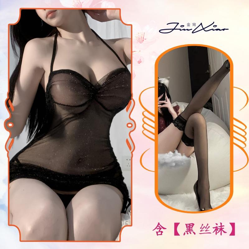 Sexy Underwear New Love Perspective Shiny Nightclub Mesh Yarn Hip Sling Qqny Nightdress Fast Attack Women