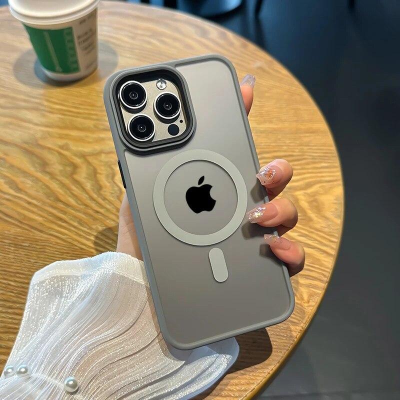 Luksusowe Matowe Antypoślizgowe Etui PC dla iPhone 15 14 13 12 11 Pro Max Plus Magnetyczne Magsafe Bezprzewodowe Ładowanie Półprzezroczysta Pokrowiec