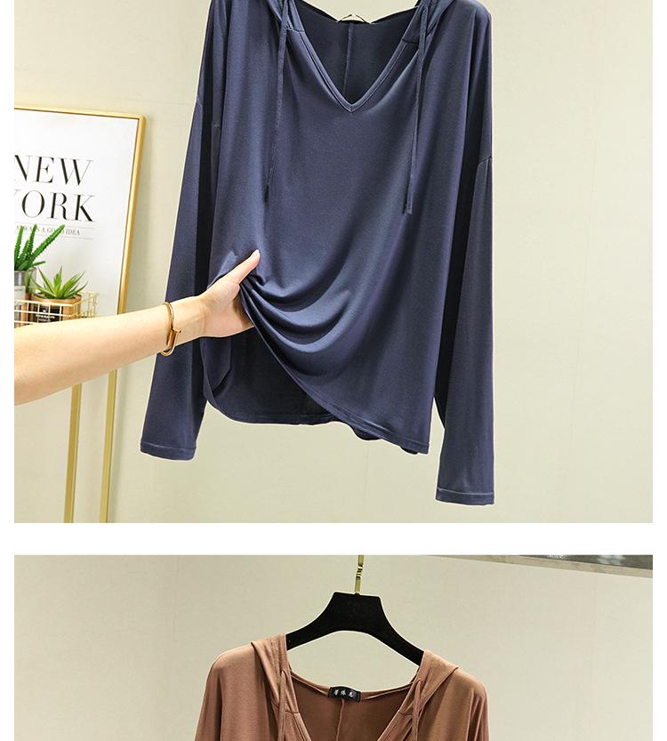 Plus Size Women's Long-Sleeve Modal T-Shirt - Hooded, Solid Color, Sun Protection, Lightweight for Spring/Summer