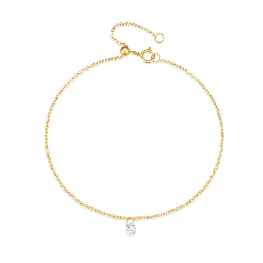 

925 Sterling Silver Smooth Heart Pendant Zircon Bracelet For Women 18K Gold Ins Simple Bracelet Fine Jewelry Party Gift