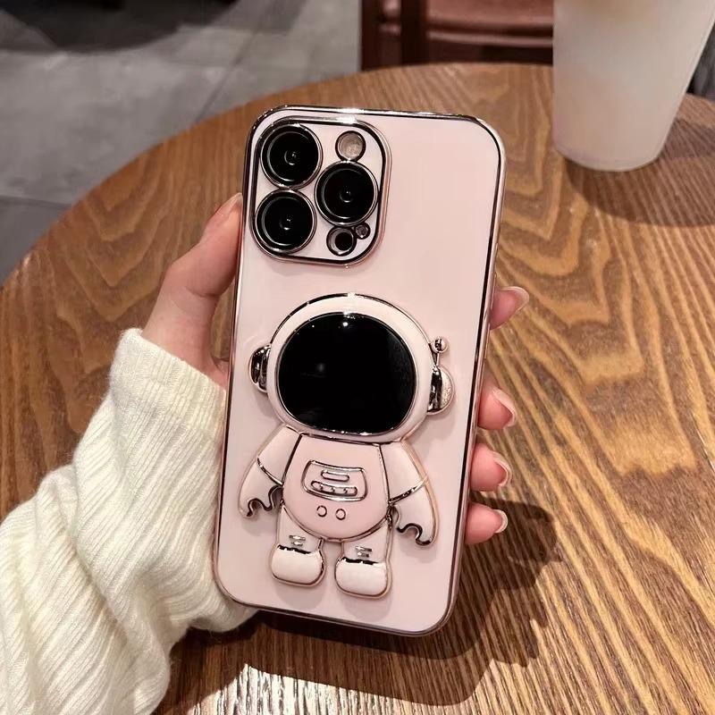 For Redmi Note 13 12 Pro Samsung S25 S24 S23 S22 Plus Ultra A05 A06 A15 A14 A16 A35 A55 A73 3D Astronaut Kickstand Soft Full Lens Protect Phone Case
