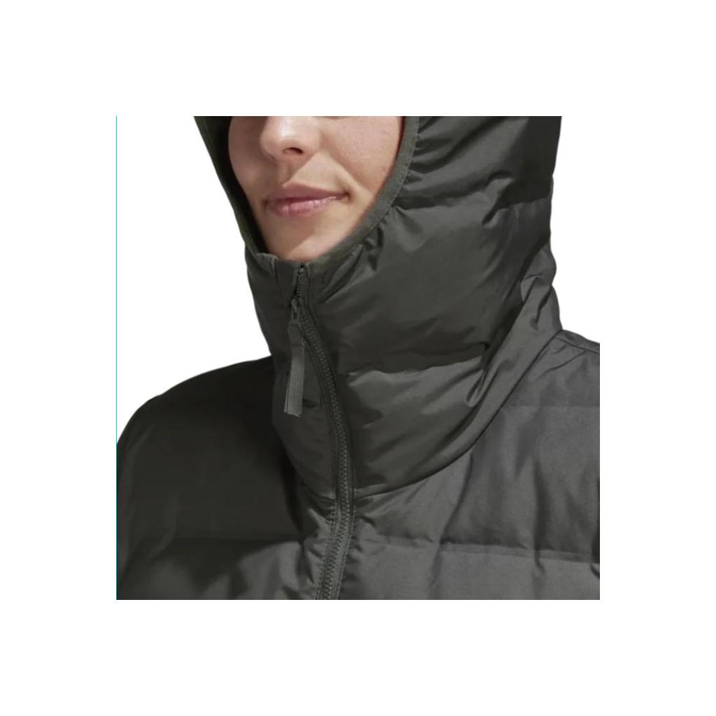 Adidas Chaqueta Larga Acolchada Cálida de Plumón con Estampado de Logotipo para Mujer Ropa Exterior Negra FT2575