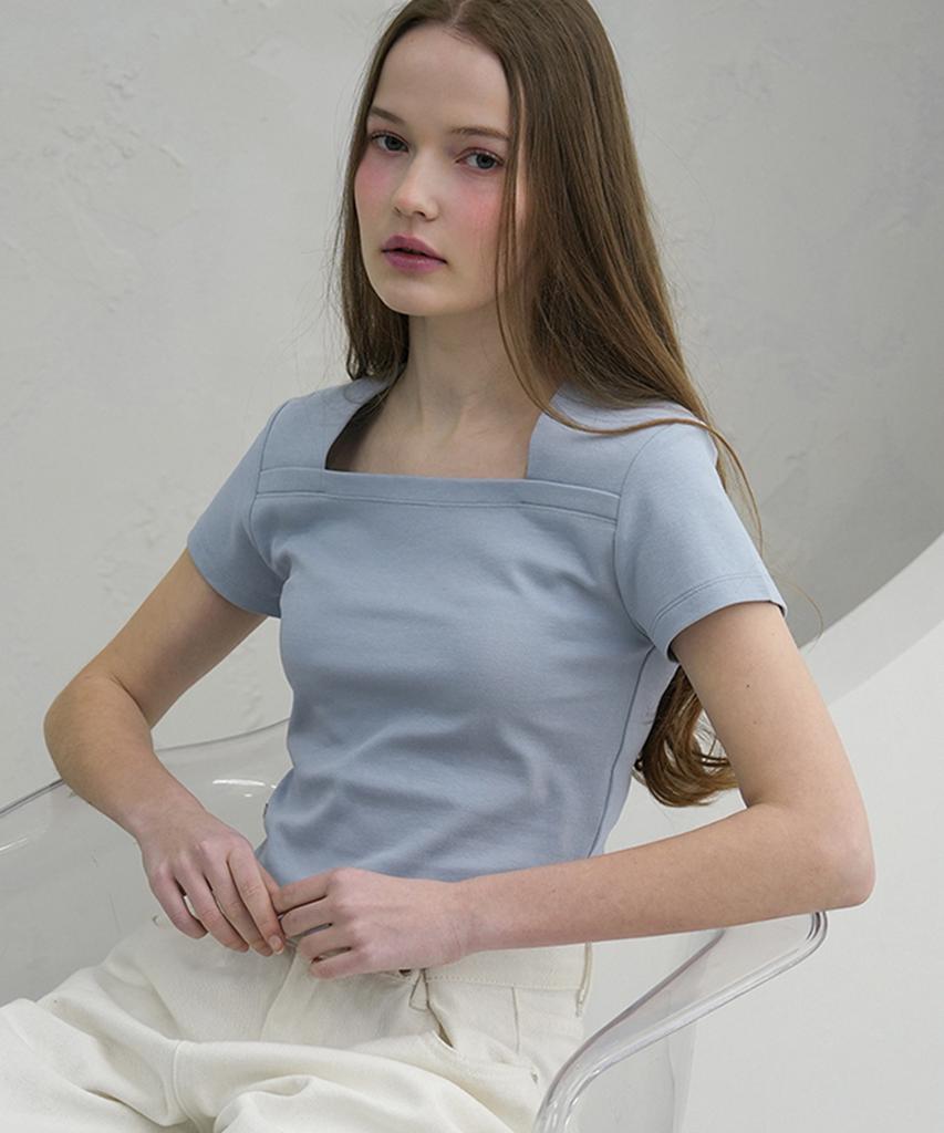 VIVACIOUS Renee Square Neck Slim T-Shirt - 5Col