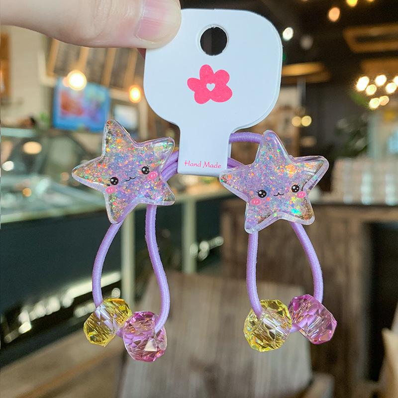 2 Stück/Set Kinder Cartoon Hase Elastische Haargummis Glitzer Blume Haargummi für Mädchen Niedliches Haarband Kinder Haaraccessoire