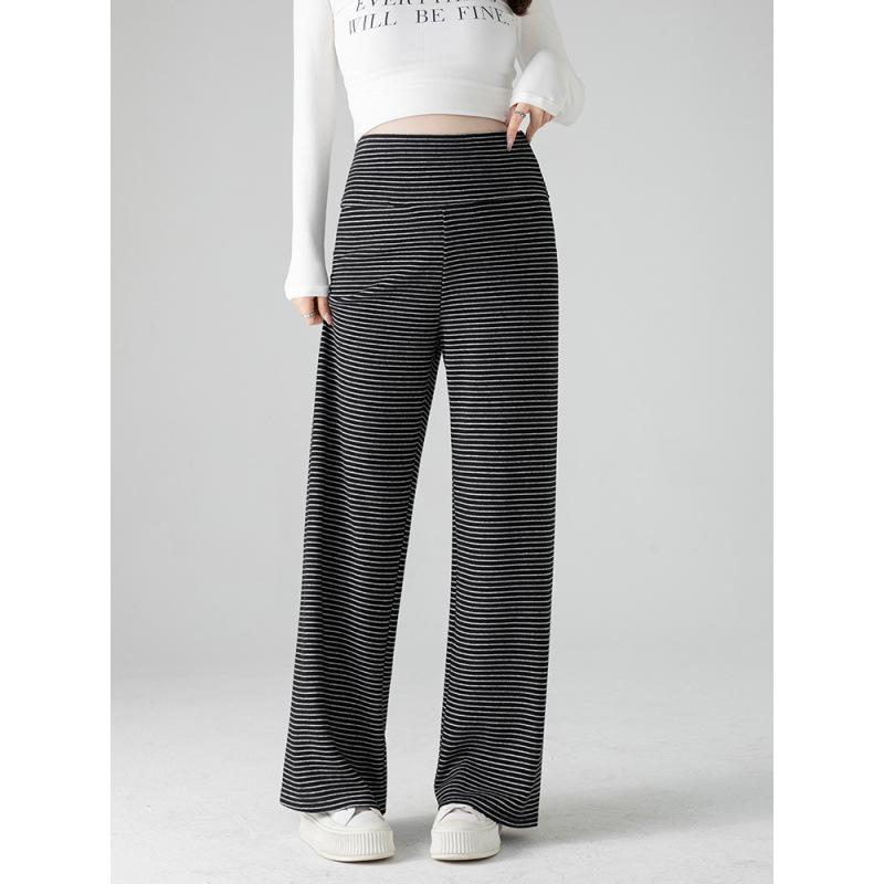 Maternity Striped Wide-Leg Drape Pants - Soft and Versatile 3XL