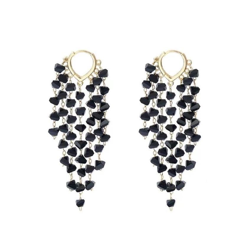 Стройнящие Длинные Серьги Бахрома Сверкающие Кристаллы Удобные Серьги-Подвески для Круглых Лиц Идеально для Вечеринок Свадеб