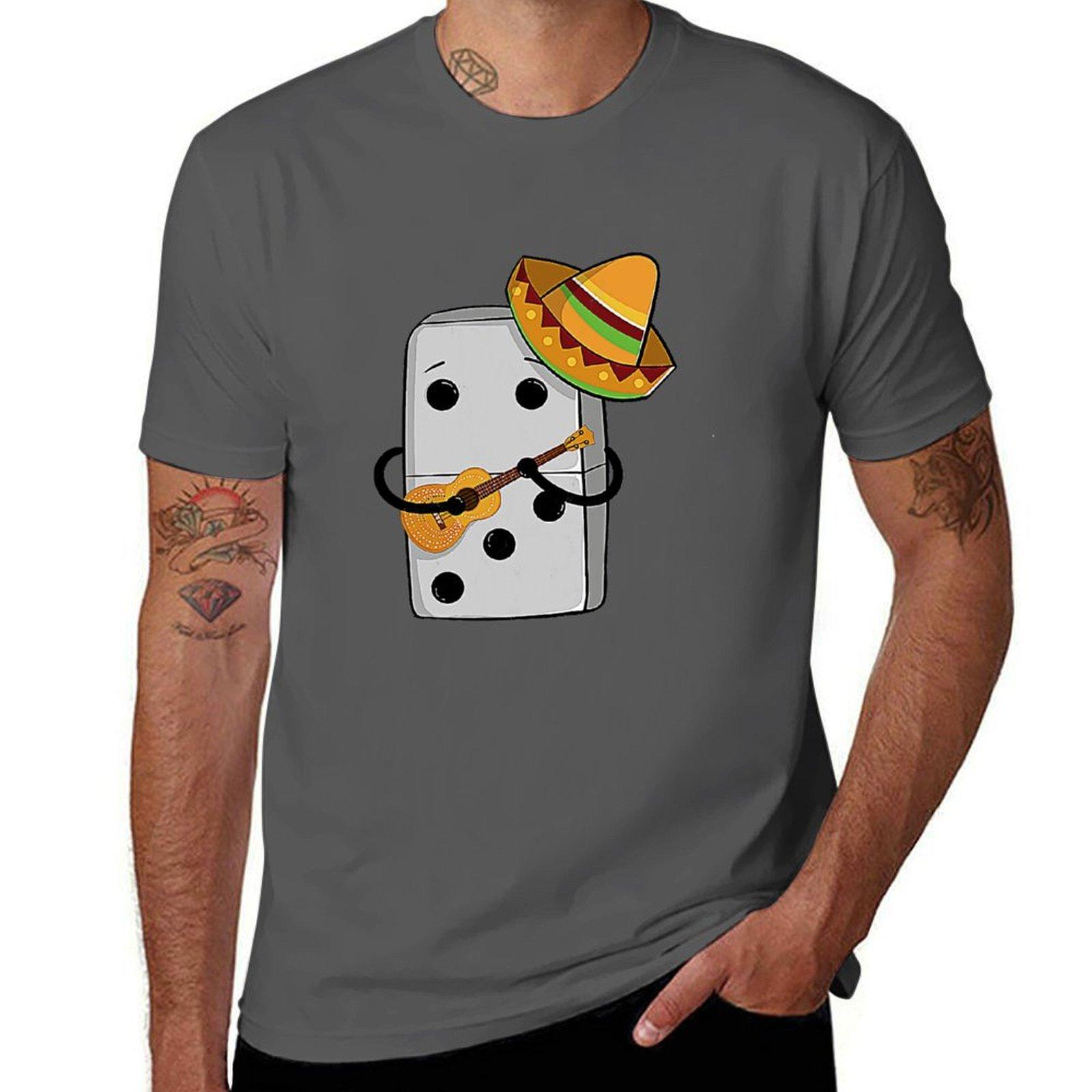 

Mexican Train Dominoes Funny With Guitar And Sombrero Print T-Shirt t shirt man designer cotton tshirt 100% T-Shirt 4XL