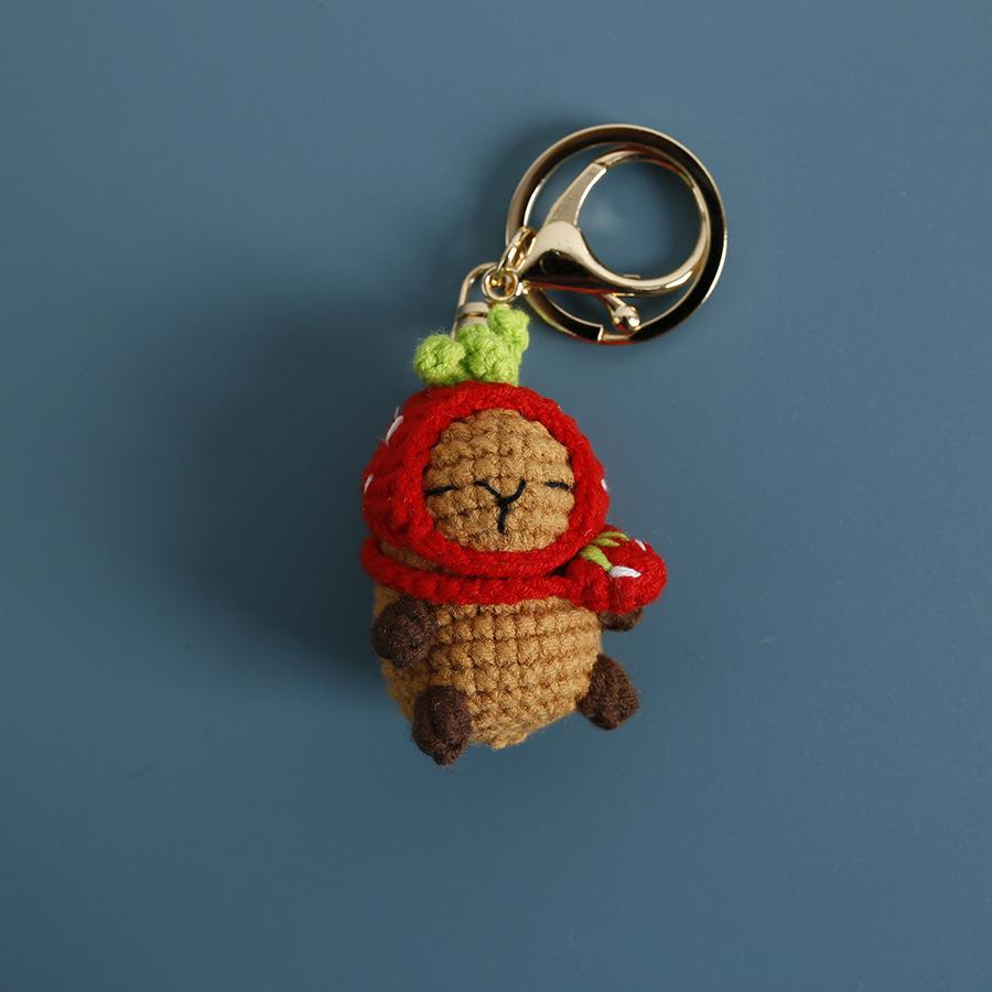 Funny Kapibala Crochet Keychain Kintted Animal Pendent Creative Car Keyring Handmade Animal Bag Pendent