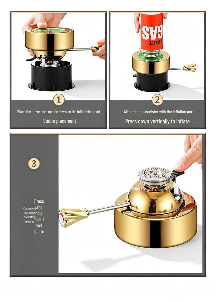 304 Stainless Steel Single-Person Hot Pot with Inflatable Gas Stove for Home, Commercial, and Camping Use
