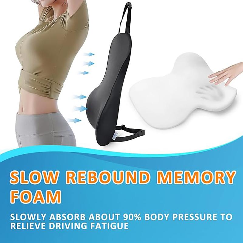 Lumbar Support Pillow for Car, Truck Accessories Travel Essentials, Memory Foam Back Cushion for Back Pain Relief,Fits Most Cars