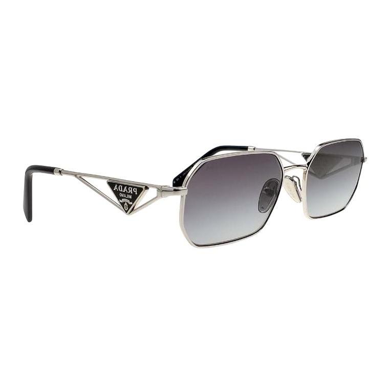 Prada Logo Rectangular Sunglasses Women sunglasses Silver SPRA51-1BC90A58