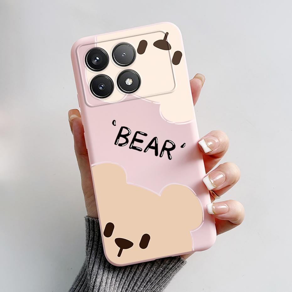For Xiaomi POCO F6 Pro Case Cute Bear Cartoon Frog Silicone Soft Rubber Camera Protector Case POCO F6 Pro Case POCO F6 Pro Cover