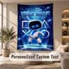 Astro Bot Wandteppich, Personalisierter Wunschtext, Wandbehang für Wohnzimmer Heimwanddekoration