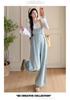 2026 Chic Rhinestone Wide-Leg Maternity Denim Overalls & Flare Sleeve Set