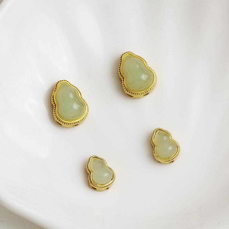 Gold-Plated Jade Gourd Beads Bracelet for DIY Jewelry and Necklace Making