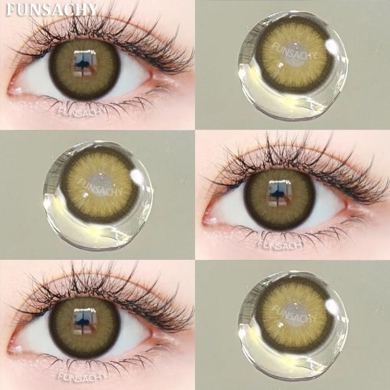 FUNSACHY 1 pár přírodně hnědých kontaktních čoček pro oči velké černé oči čočky korejská krása šedé zornice módní barevné oční kontakty