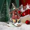 Christmas Windmill Statue Xmas Gift with Light Music Building Figurine Decor Resin
