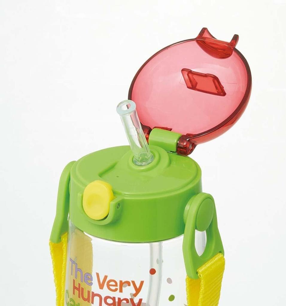 Skater Water Bottle with Straw Clear One Push Hungry Caterpillar 480ml Girls PDSH5 Children's