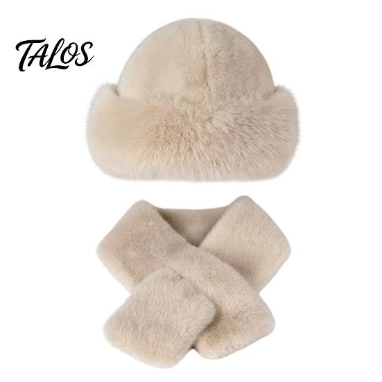 Warm Winter Accessories for Women Imitation Mink Fur Hat And Scarf Set, Soft Fluffy Solid Coordinated Outfit Set Color Outfits, Comfortable