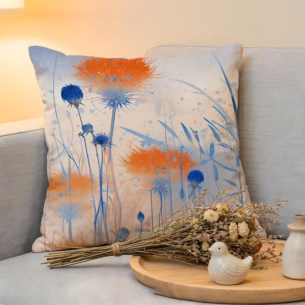 Cushion Cover  Linen  SkinFriendly Soft Decorative Case for Sofa Home Decor Cornflower Pillow Cover