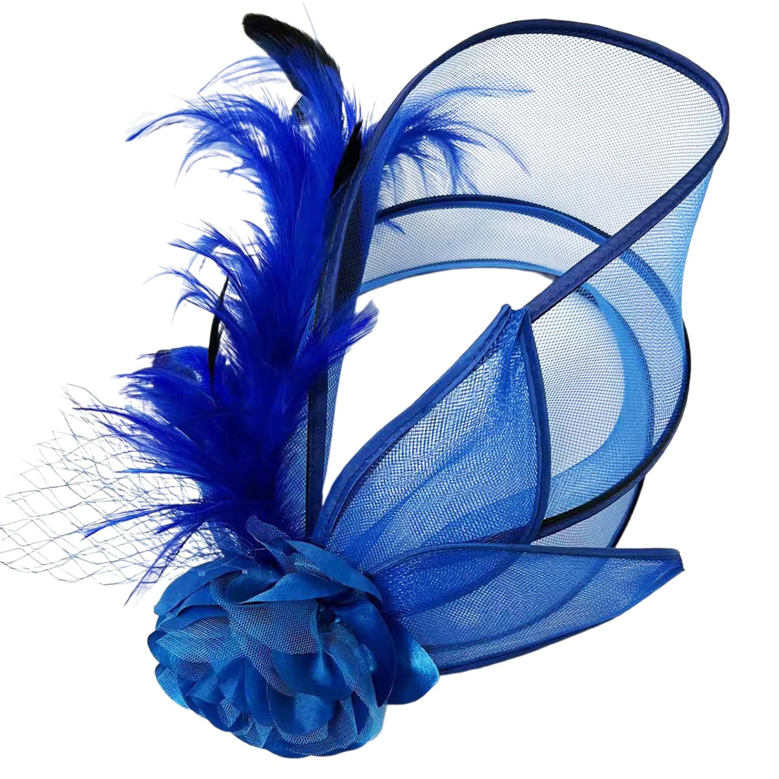 

Women Church Baptism Hat Fascinator Hat Hair Clip for Horse Race Roleplaying Pillbox Hat 20s Party Wedding Bowler Hat синій