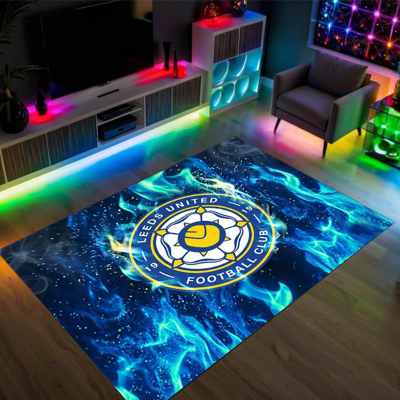 Design Calcio Leeds United Tappeto in Velluto di Cristallo Accogliente Non?Tappeto Stampato Antiscivolo per Camera da Letto Soggiorno Ingresso