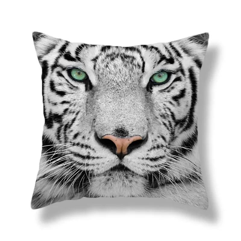 

Bedroom Living Room Cushion Cover Home Decoration Animal World Tiger and Lion Pattern Pillowcase 12x12Inch