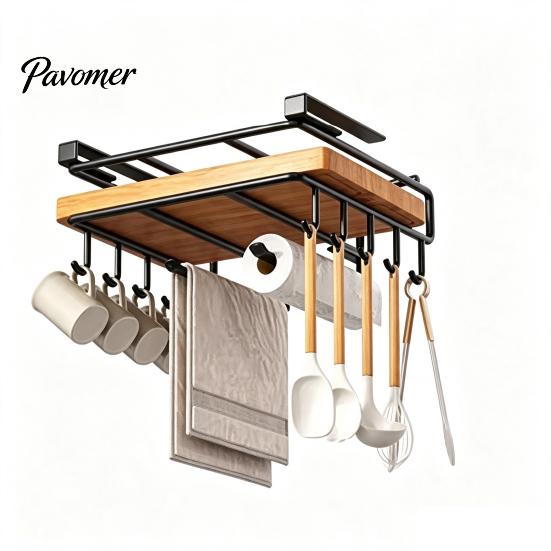 Under Cabinet Storage Iron Cutting Board Rack, Anti-slip Under Cupboard Hanging Kitchen Sink Accessory Organizer, Space Saving Drying Rack for