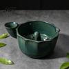 Fruit Vinegar Dipping Bowl Ceramic Berry Washing Bowl, with Side Pouring Spout And Drain Gift for Kitchen Enthusiasts Holes Design, Self Spinning