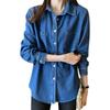 Hong Kong Style Blue Denim Shirt Jacket Women's Spring and Autumn 1116 New Casual Loose Top Long Sleeve Shirt Thin