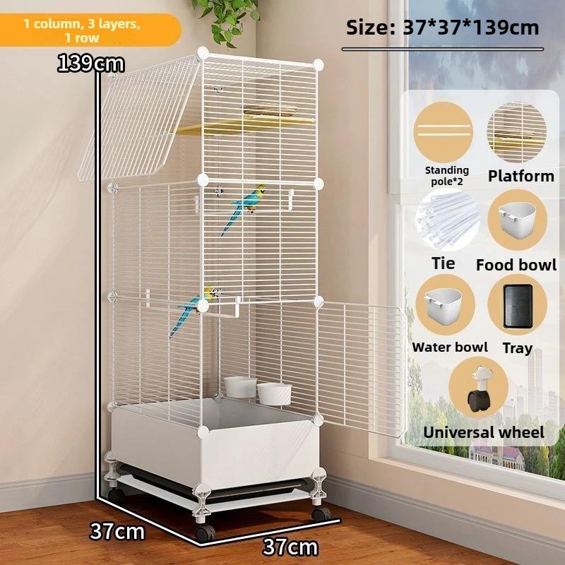 

DIY Indoor Bird Cages Large Metal Iron Bird Cages Divider Parrot Thrush Villa Luxury Birdcage Anti Splash Food Pet Supplies белый